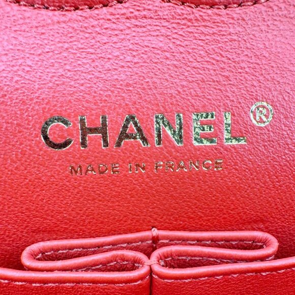Chanel  Classic Double Flap Medium Chevron Leather Shoulder Bag Orange - Picture 16 of 16